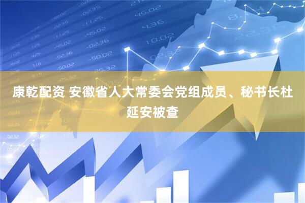 康乾配资 安徽省人大常委会党组成员、秘书长杜延安被查